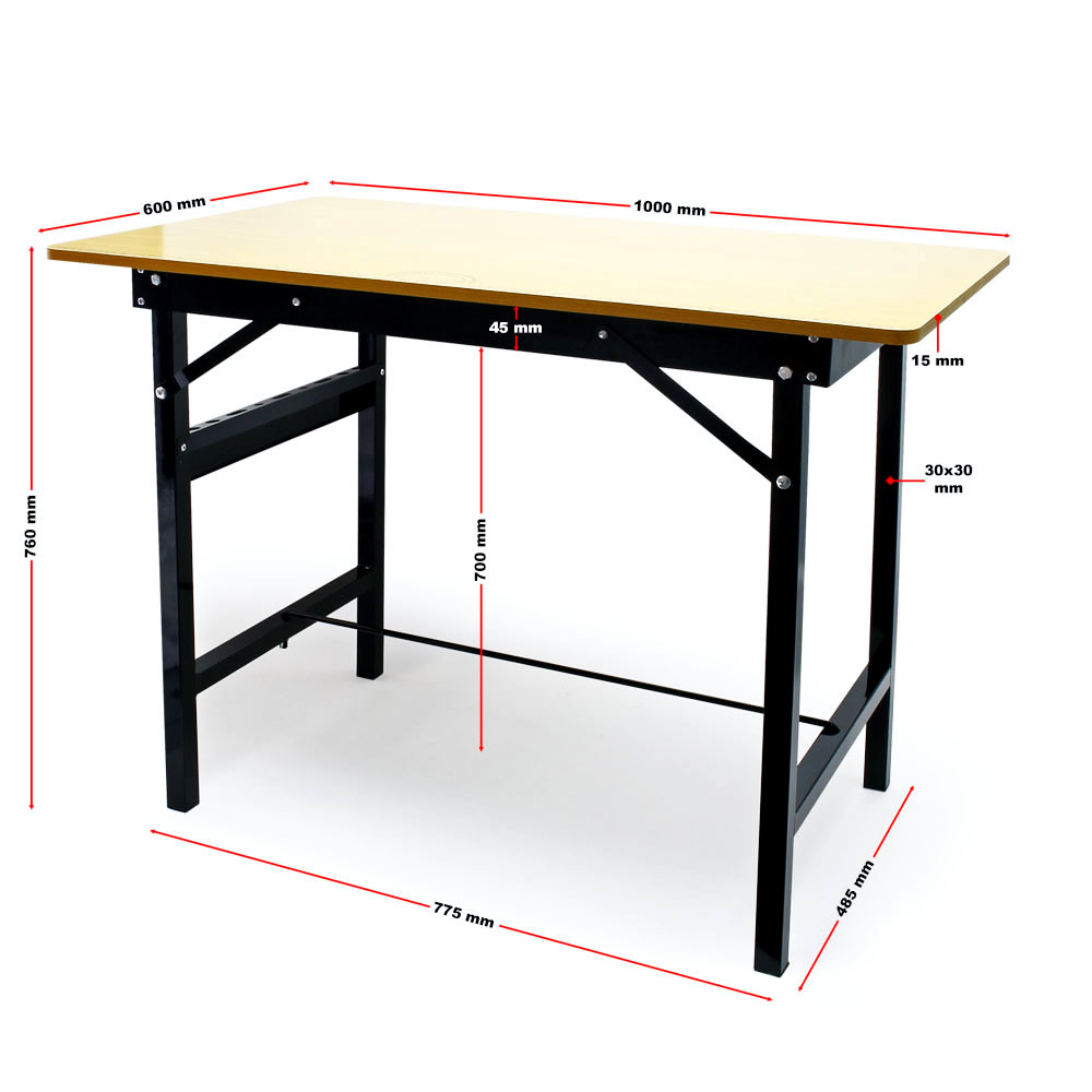 Beschikbaar Lokken ondeugd Werktafel | 100 x 60 x 76 cm | Inklapbaar | Zwart - HandelsOnderneming  Michielsen