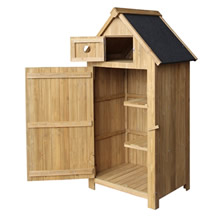 Houten tuinkast | Met vogelhuisje | 77 x 54 x 142 cm