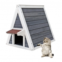 Kattenhuis hout | 50 x 50 x 54 cm | Wit/Grijs